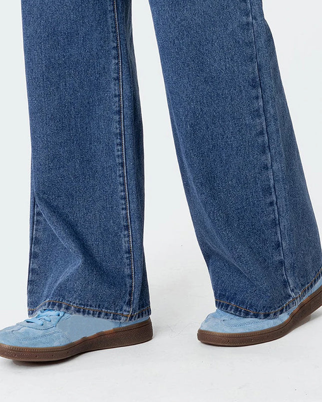 Women's Casual Loose Boyfried Wide Leg Denim Pants