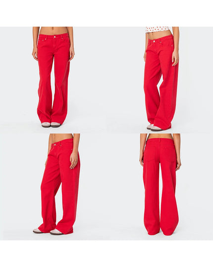 Women's Casual Loose Boyfried Wide Leg Denim Pants