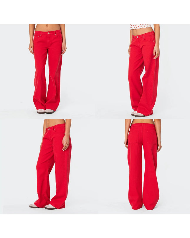 Women's Casual Loose Boyfried Wide Leg Denim Pants