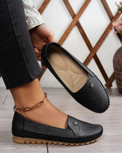 Comfortable Women's Loafers Laser Stitch Detail Flat Shoes Casual Comfortable Slip On Classic Trendy Streetwear