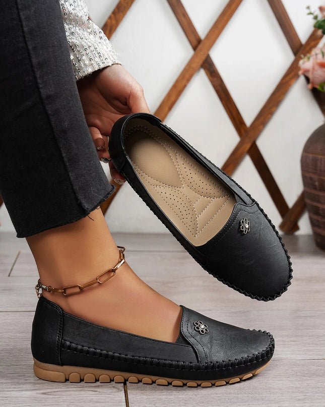 Comfortable Women's Loafers Laser Stitch Detail Flat Shoes Casual Comfortable Slip On Classic Trendy Streetwear