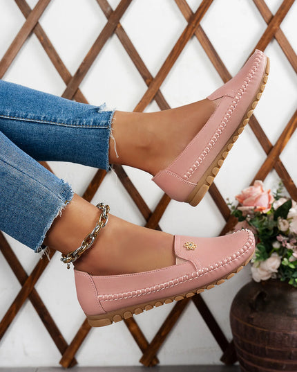 Comfortable Women's Loafers Laser Stitch Detail Flat Shoes Casual Comfortable Slip On Classic Trendy Streetwear