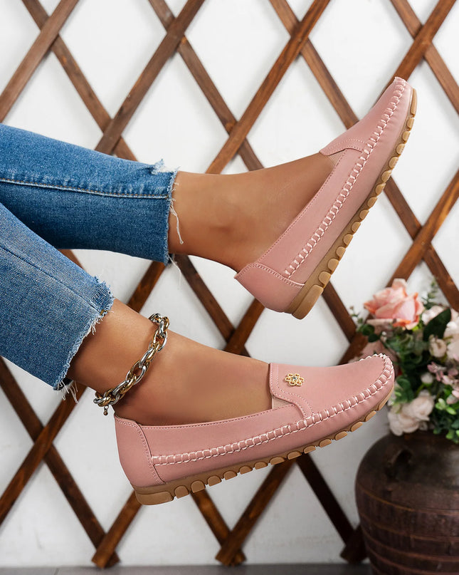 Comfortable Women's Loafers Laser Stitch Detail Flat Shoes Casual Comfortable Slip On Classic Trendy Streetwear