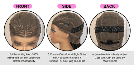 African Braided Hair Wigs Synthetic Full Lace