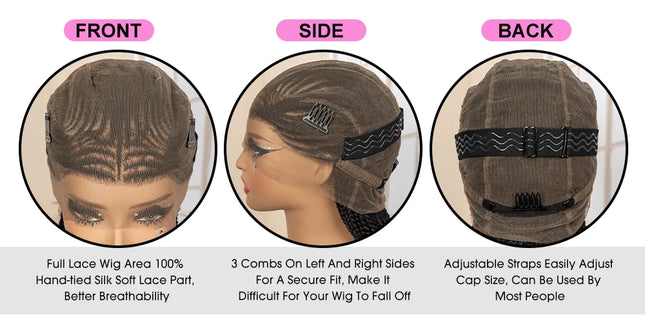 African Braided Hair Wigs Synthetic Full Lace
