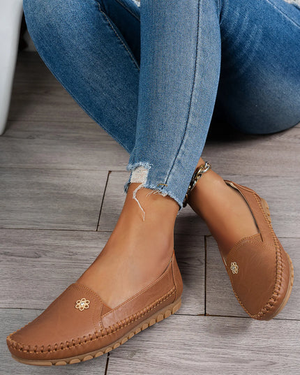 Comfortable Women's Loafers Laser Stitch Detail Flat Shoes Casual Comfortable Slip On Classic Trendy Streetwear