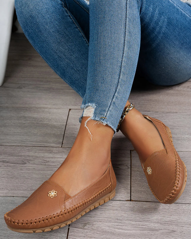 Comfortable Women's Loafers Laser Stitch Detail Flat Shoes Casual Comfortable Slip On Classic Trendy Streetwear