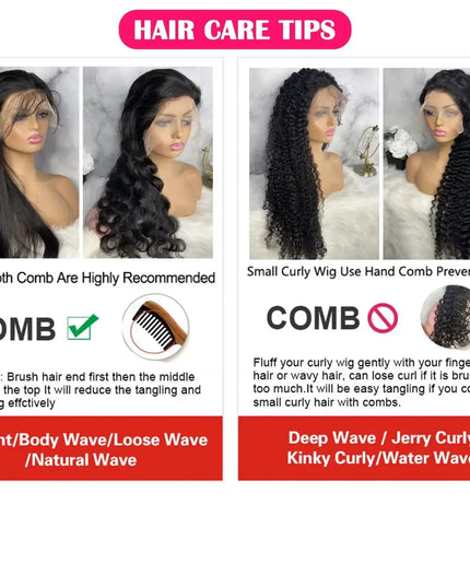 13x6 Transparent Lace Deep Wave Human Hair Wig – 30" Brown