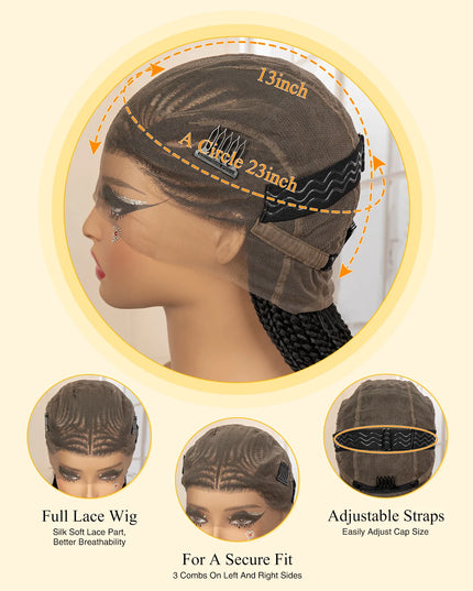African Braided Hair Wigs Synthetic Full Lace