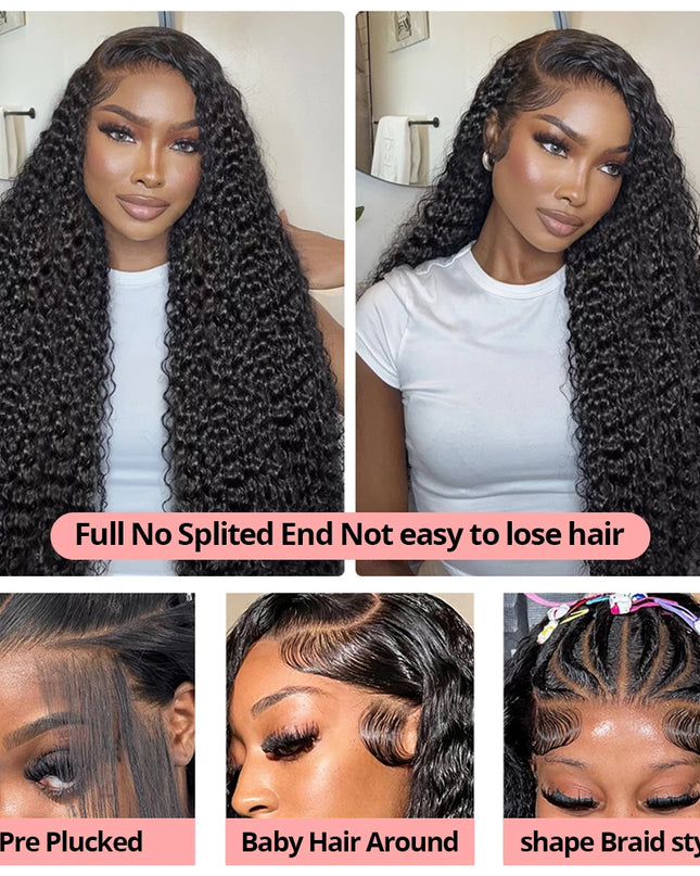 Snwprin 360 HD Full Lace Curly Human Hair Wig – 30 Inch Deep Wave Glueless Preplucked Frontal