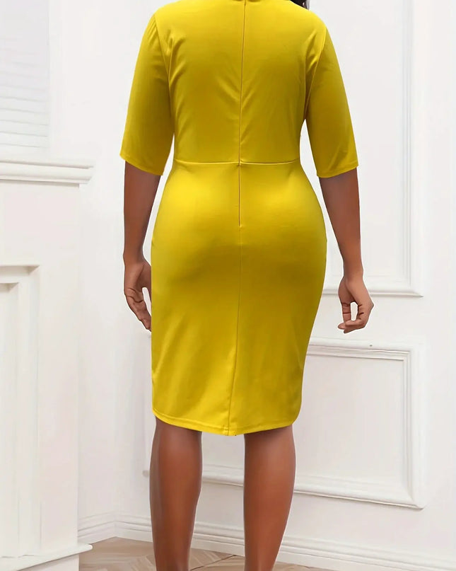 V-neck fashionable temperament hip-wrapped plus size dress