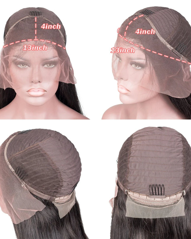 Brazilian 30 34 Inch Reddish Brown Straight 13x4 Lace Front Wig Human Hair