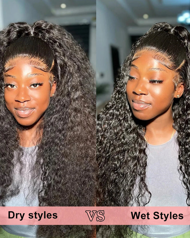 Snwprin 360 HD Full Lace Curly Human Hair Wig – 30 Inch Deep Wave Glueless Preplucked Frontal