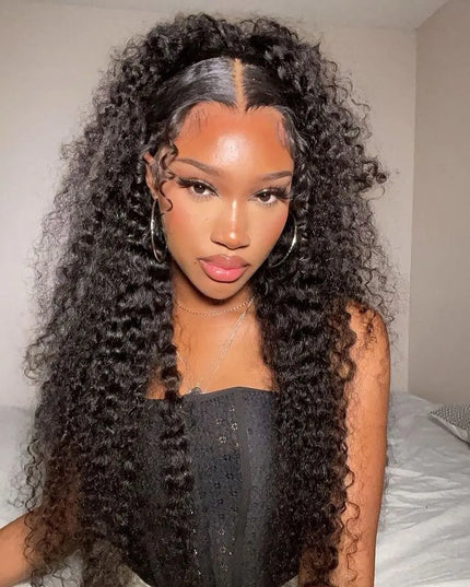 Snwprin 360 HD Full Lace Curly Human Hair Wig – 30 Inch Deep Wave Glueless Preplucked Frontal