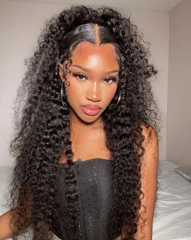 Snwprin 360 HD Full Lace Curly Human Hair Wig – 30 Inch Deep Wave Glueless Preplucked Frontal