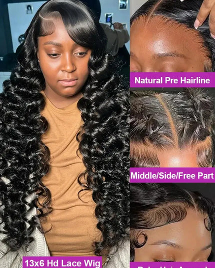40 Inch Loose Deep Wave HD Lace Front Wig 13x6 Brazilian Curly Human Hair Wig for Women