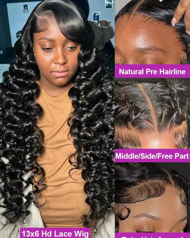 40 Inch Loose Deep Wave HD Lace Front Wig 13x6 Brazilian Curly Human Hair Wig for Women