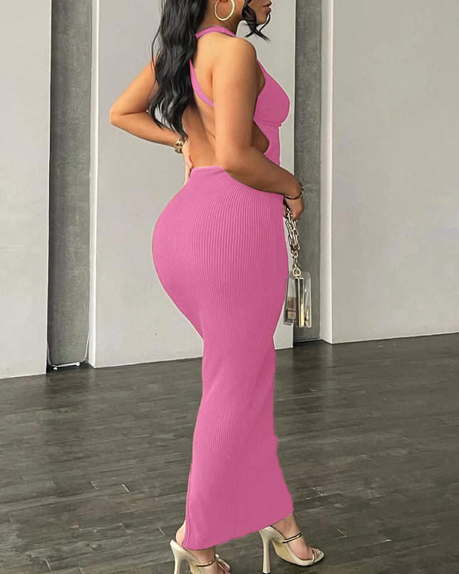 Women’s Ribbed Backless Sleeveless Bodycon Dress ✨
