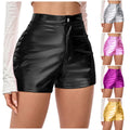 Black metallic shorts with additional colors shown on a white background
