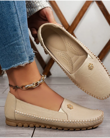Comfortable Women's Loafers Laser Stitch Detail Flat Shoes Casual Comfortable Slip On Classic Trendy Streetwear