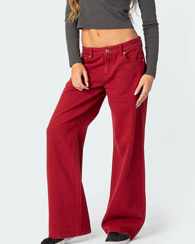 Women's Casual Loose Boyfried Wide Leg Denim Pants