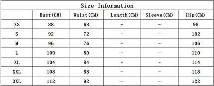 Size chart for autumn turtleneck party dress showing bust, waist, sleeve, length, and hip measurements.
