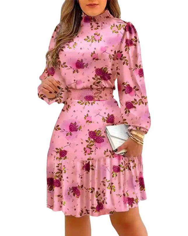 Elegant Floral Ruffle Maxi Dress – Long Sleeve Summer Style