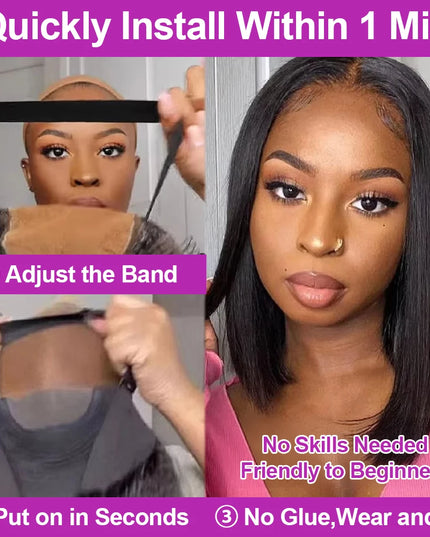 Bone Straight Short Bob Wig – 250% Density Glueless Peruvian Human Hair Lace Front Wig