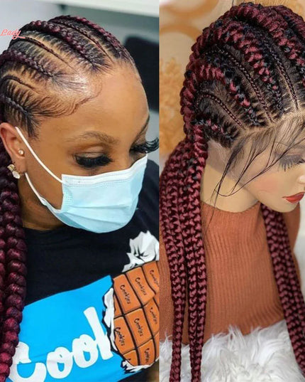 Synthetic Braided Lace Front Wigs - 36 inches 6 Braids