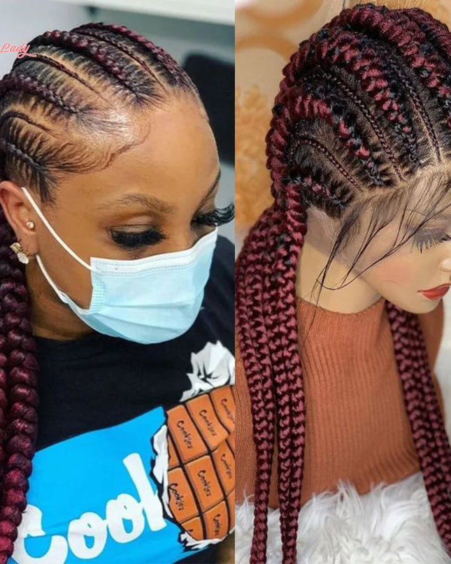 Synthetic Braided Lace Front Wigs - 36 inches 6 Braids