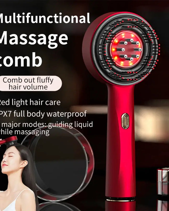 Multifunctional electric massage comb with red light therapy for hair growth and anti-hair loss benefits.