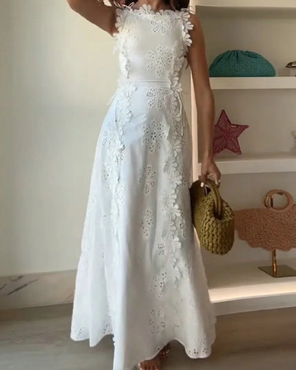 Women’s One-Shoulder Hollow Out Tassel Bodycon Maxi Dress