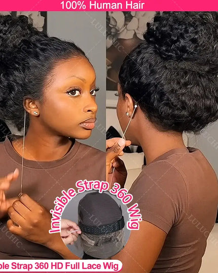 🔥 360 HD Lace Deep Curly Wave Wig – 200% Density, Preplucked & Glueless | Invisi Strap Water Wave Human Hair Wig