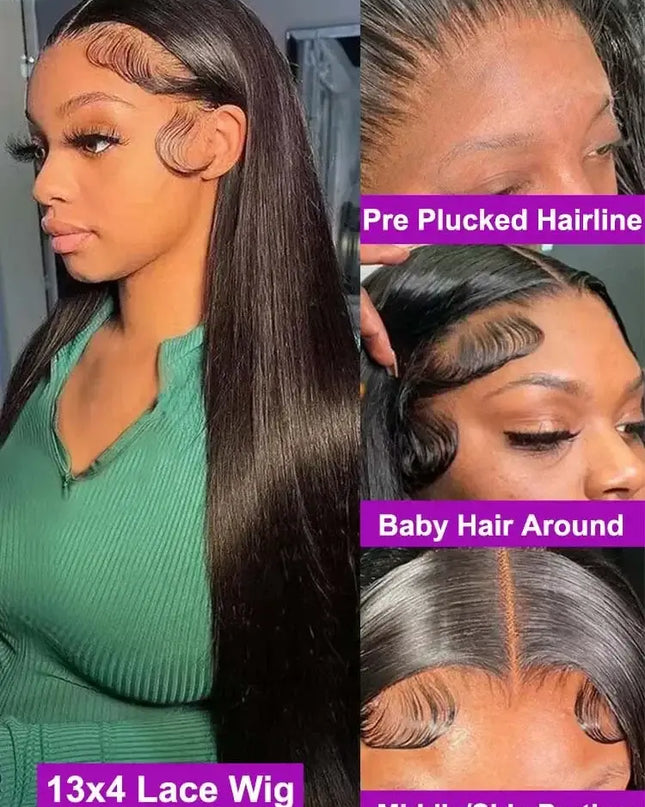 30 Inch HD Lace Frontal Wig 13x6 Bone Straight 250% Density Human Hair – Pre-Plucked Burmese Wig for Black Women