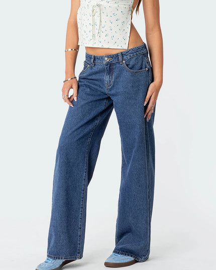 Women's Casual Loose Boyfried Wide Leg Denim Pants