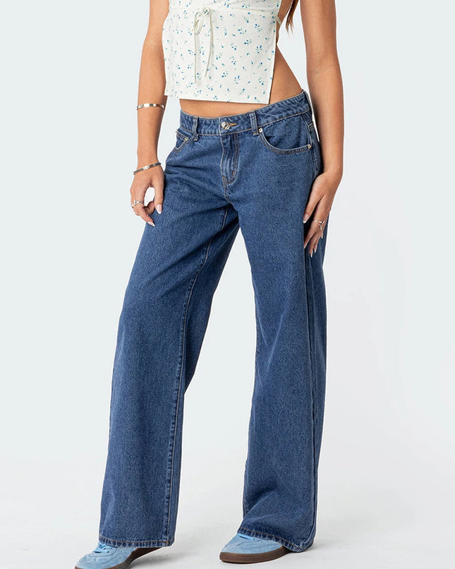 Women's Casual Loose Boyfried Wide Leg Denim Pants