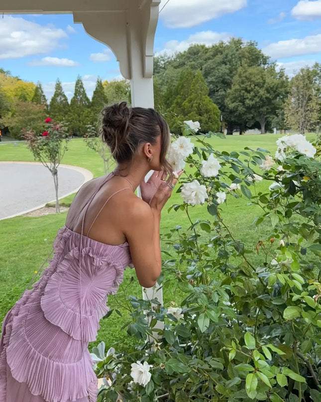 Gown Neck Strap Irregular Long Dress For Women Ruffle Sleeveless High Waist Backless Dresses 2025 New Summer Elegant Party Y2k