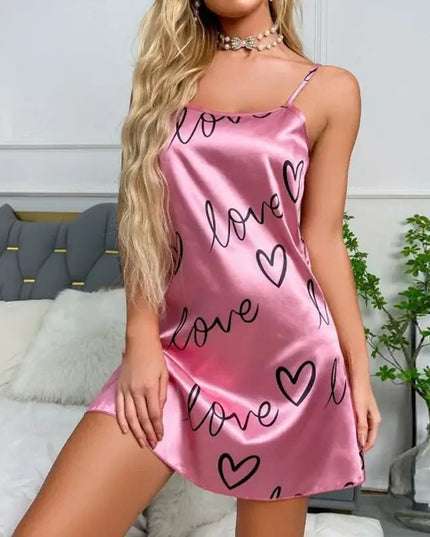 Women's Sleepdress Satin Floral Print Nightdress Comfortable Spaghetti Strap Sleepwear Dress Luxurious Satin Slip Nightdress