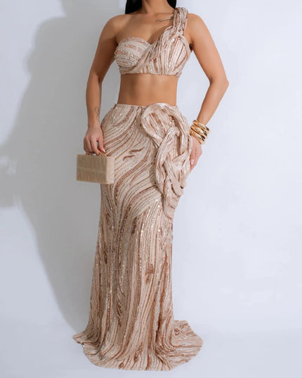 One-Shoulder Sequin Evening Dress – Elegant Summer Style