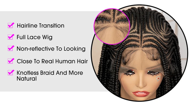 African Braided Hair Wigs Synthetic Full Lace