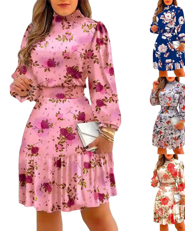 Elegant Floral Ruffle Maxi Dress – Long Sleeve Summer Style
