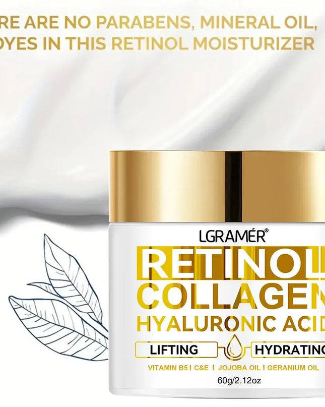 Retinol Face Cream – Anti-Wrinkle Moisturizer with Collagen & Hyaluronic Acid for Women & Men, Hydrating Skincare Formula