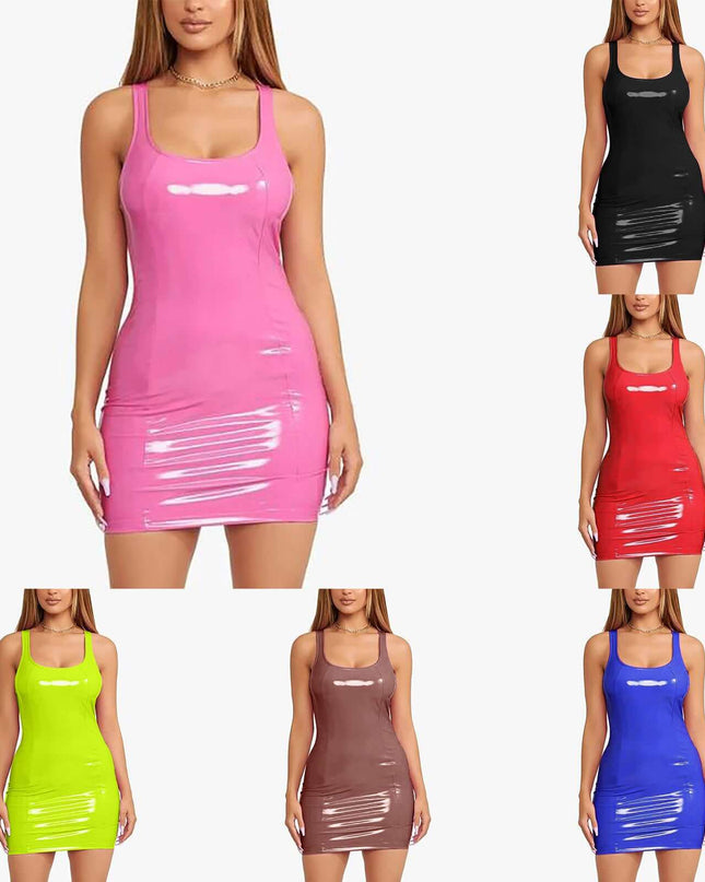 🔥 Top Seller – Sexy PU Leather Bodycon Mini Dress for Club & Party