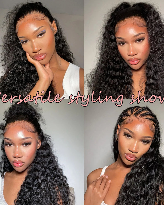Snwprin 360 HD Full Lace Curly Human Hair Wig – 30 Inch Deep Wave Glueless Preplucked Frontal