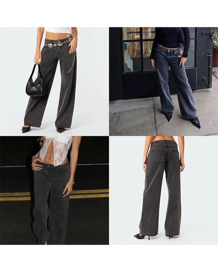 Women's Casual Loose Boyfried Wide Leg Denim Pants