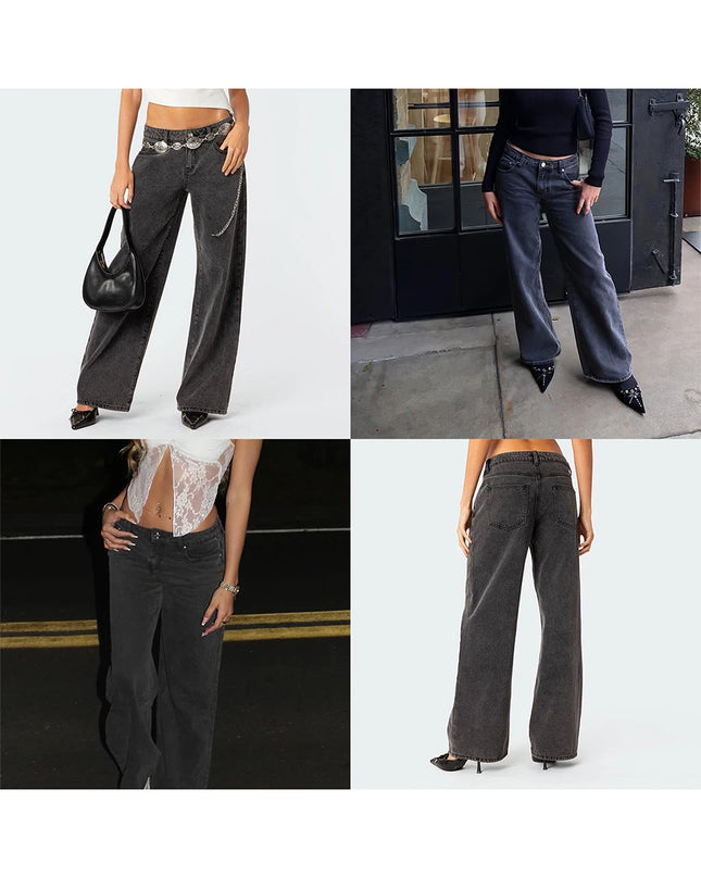 Women's Casual Loose Boyfried Wide Leg Denim Pants