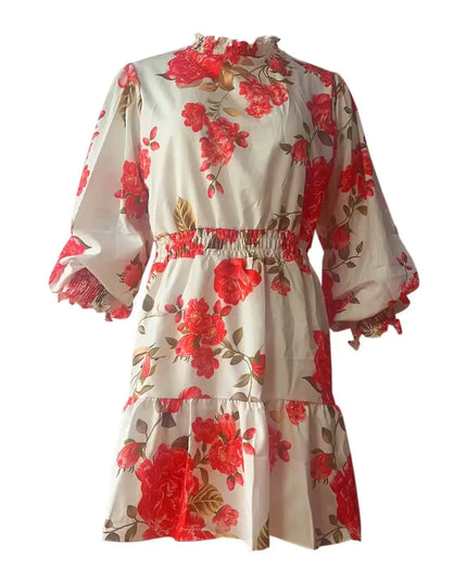 Elegant Floral Ruffle Maxi Dress – Long Sleeve Summer Style