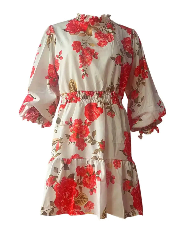 Elegant Floral Ruffle Maxi Dress – Long Sleeve Summer Style