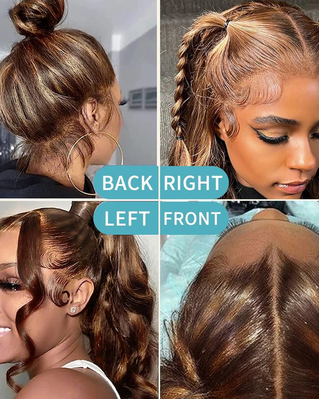 Collage of a woman with styled hair from different angles.