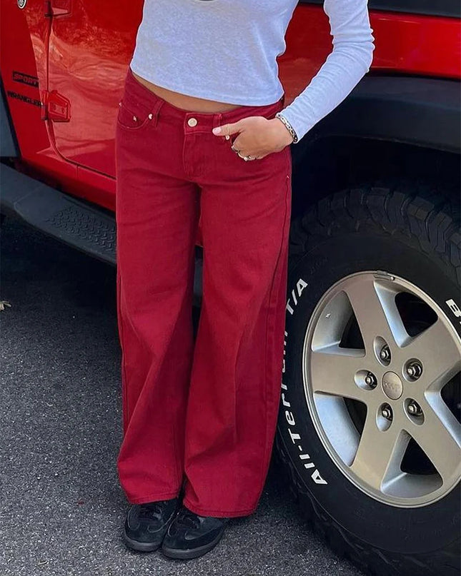 Women's Casual Loose Boyfried Wide Leg Denim Pants